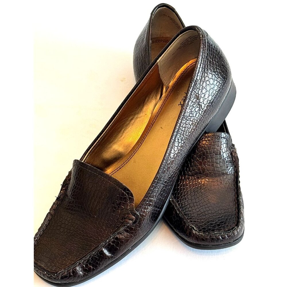 Anne Klein Brown Iflex Crocodile Loafer, New W/O Tags Size 10